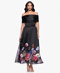 Betsy Adam Womens Off The Shoulder Floral Print Dress