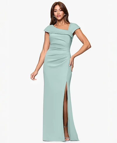 Xscape Petite Asymmetric Front Slit Evening Gown