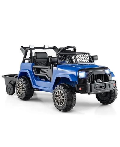 Slickblue 12V Kids Ride-On Utv with Detachable Trailer, Battery Powered