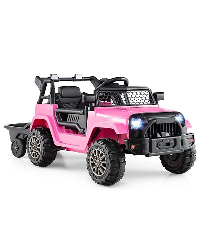 Slickblue 12V Kids Ride-On Utv with Detachable Trailer, Battery Powered
