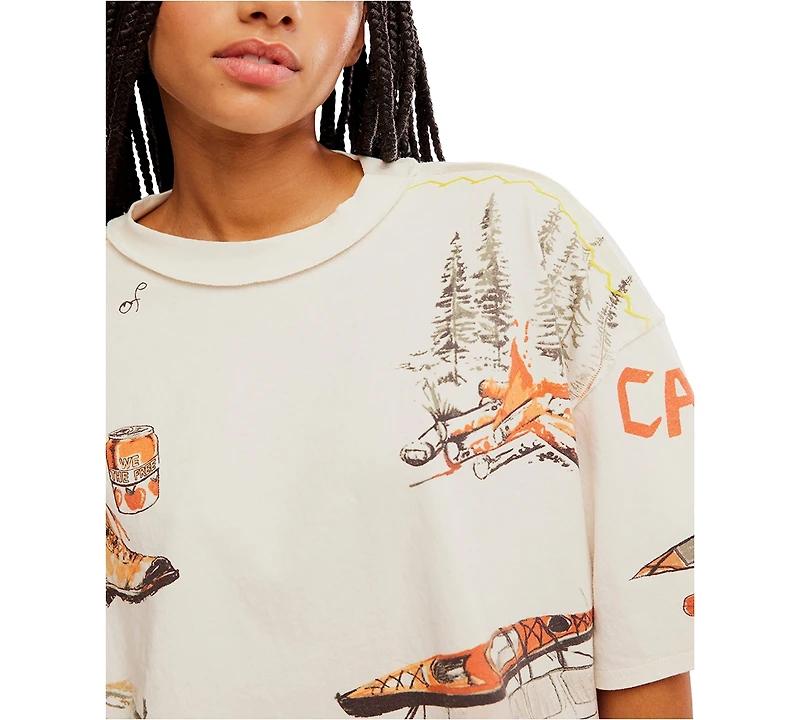 Free People Women's Mountain View Crew Neck Graphic T-Shirt
