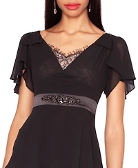 White Tie by Shani Women's V-Neck Ruffle Ball Gown