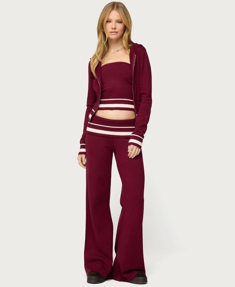 Edikted Women's Kaliya Stripey Knit Zip Up Hoodie