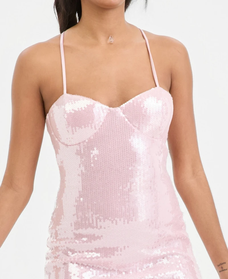 Emerald Sundae Juniors' Sequin Sweetheart Open-Back Gown, Created for Macy's