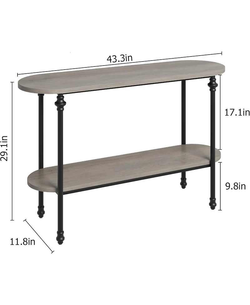 gaomon Table, 433" Table with Storage, 2 Tier Sofa Table with Metal Frame and Mdf, Behind Couch Table for Living Room, Hallway