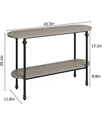 gaomon Table, 433" Table with Storage, 2 Tier Sofa Table with Metal Frame and Mdf, Behind Couch Table for Living Room, Hallway