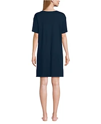 Lands' End Women's Cotton Interlock Relaxed Above the Knee Nightgown