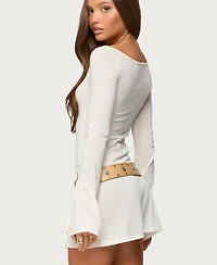 Edikted Women's Noria Sheer Flared Sleeve Mini Dress