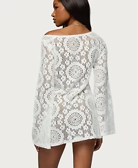 Edikted Women's Off Shoulder Sheer Lace Mini Dress
