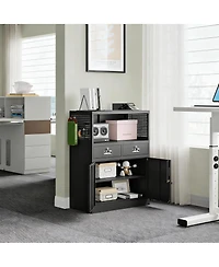 Yigii Heavy Duty Metal Cabinet with 2 Drawers & Locking Doors for Home, Office, Garage