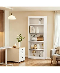 Yigii 5-Shelf Wood Bookshelf for Library, Bedroom, Living Room