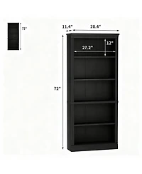 Yigii 5-Shelf Wood Bookshelf for Library, Bedroom, Living Room