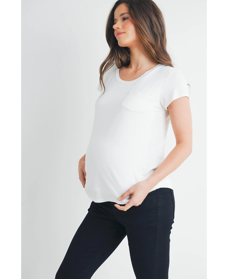 Hello Miz Women's Maternity Scoop-Neck Short-Sleeve Nursing T-Shirt