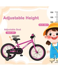 Mecale 18 Inch Kids Bike for 4-8 Years Old Adjustable with Removable Training Wheels