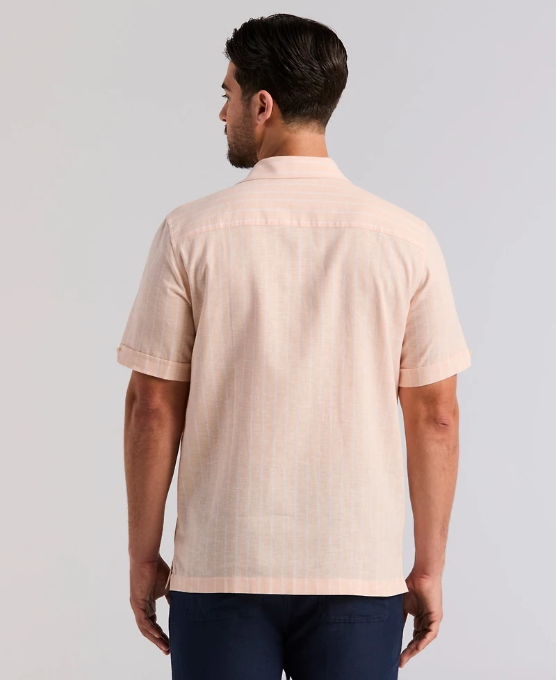 Cubavera Men's Engineered Striped Short-Sleeve Shirt