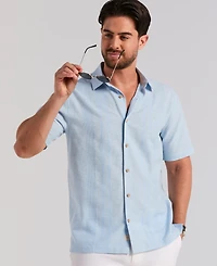 Cubavera Men's Slub Texture Panel Classic-Fit Shirt