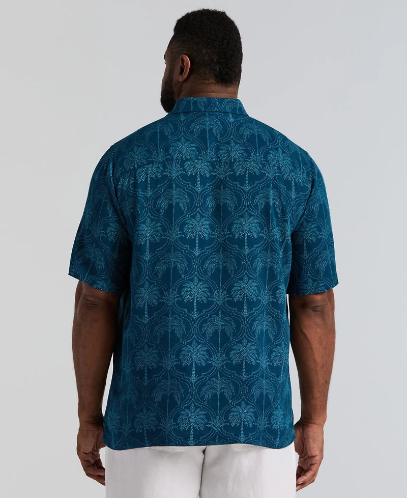 Cubavera Men's Big & Tall Medallion Palm Print Shirt