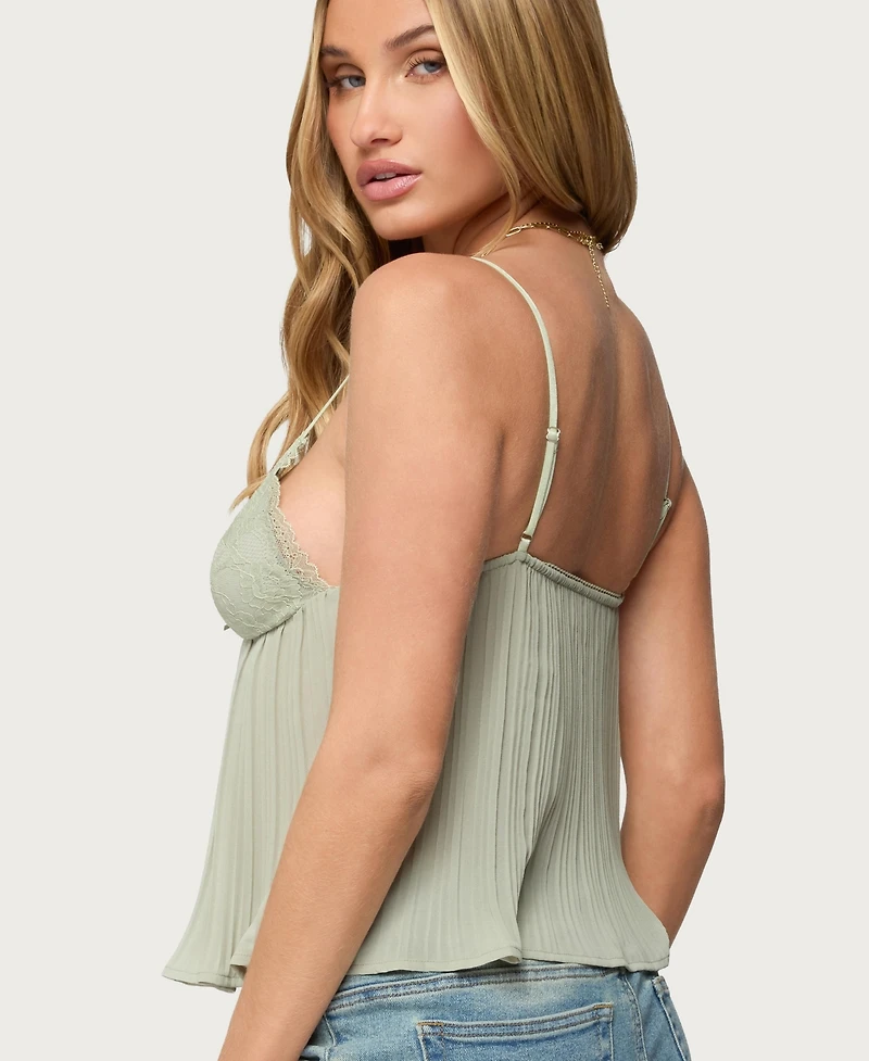 Edikted Women's Rhian Lacey Pleated Babydoll Top