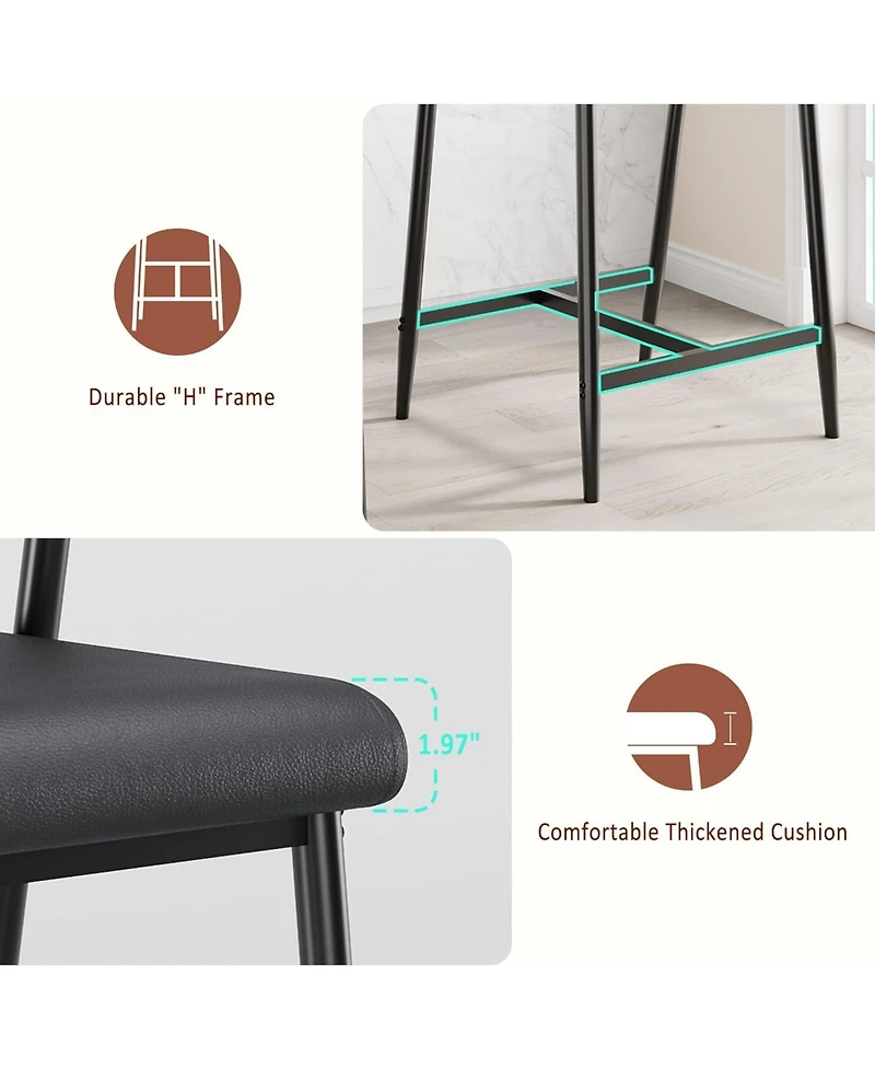 Gaomon Counter Height Bar Stools Set of 2 with Arms, Upholstered Modern Metal Bar Chairs