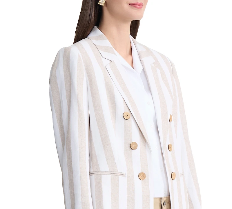 Jones New York Petite Faux Double-Breasted Collared Jacket