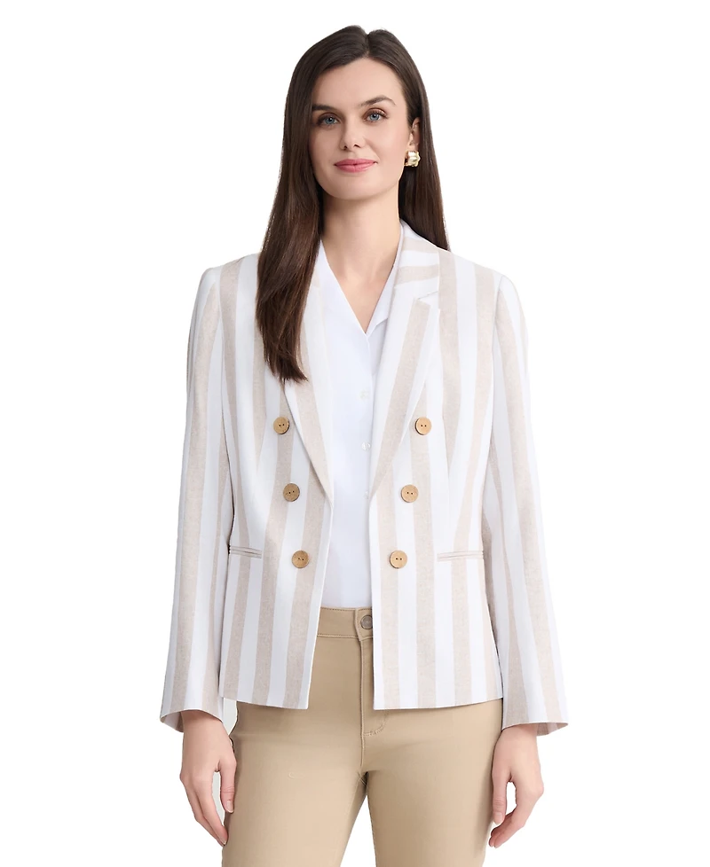 Jones New York Petite Faux Double-Breasted Collared Jacket