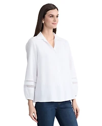 Jones New York Petite Button-Front Collared Top