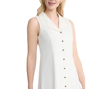 Jones New York Petite Sleeveless Collared Maxi Shirt Dress