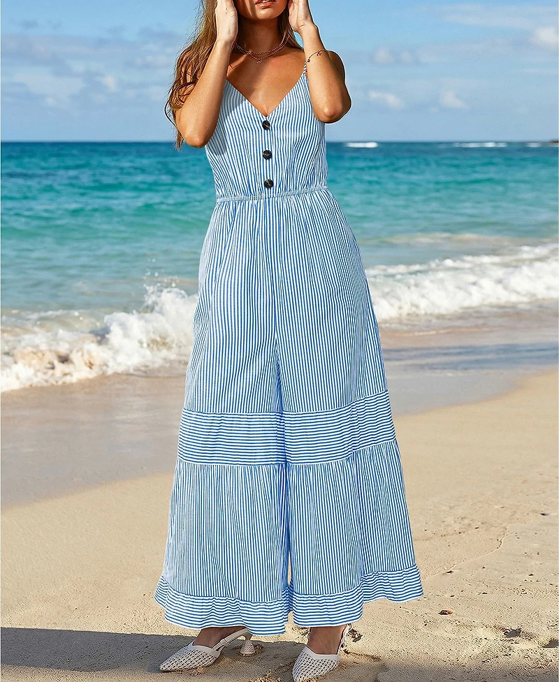 Cupshe Women's V-Neck Zipper Closure Unlined Jumpsuit