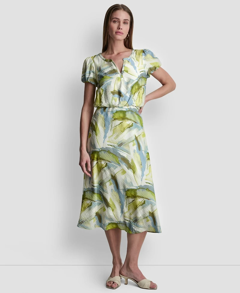 Dkny Women's Printed V-Neck Midi Dress