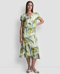Dkny Women's Printed V-Neck Midi Dress