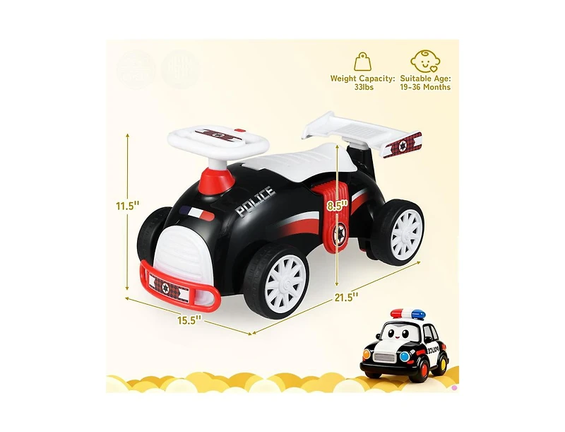 Slickblue Toddler Ride On Car with Music and Storage Compartment