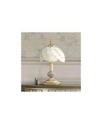 Regency Hill Traditional Accent Table Lamp 15" High Polished Brass Floral Etched Glass Shade Touch On Off for Bedroom Bedside