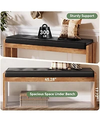 Tribesigns Solid Wood Dining Bench, Modern Kitchen Table Bench with Button-Tufted Leather Pad and Wooden Legs