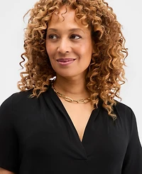 Jm Collection Women's Solid Short-Sleeve V-Neck Knit Top, Macy's Exclusive