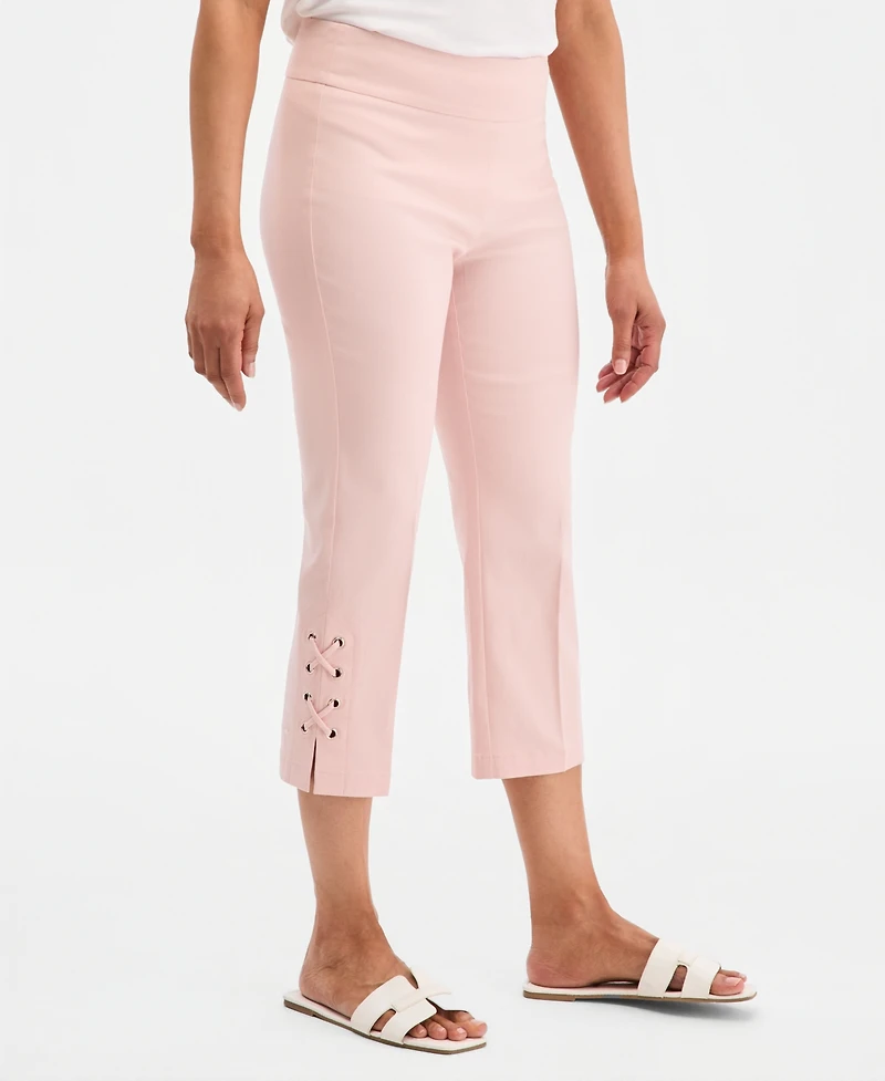 Jm Collection Women's Side Lace-Up Pull-On Capri Pants, Created for Macy's