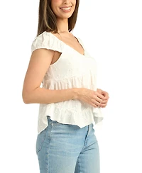Bcx Women's Embroidered V-Neck Top