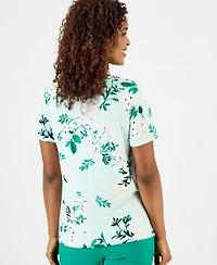 Jm Collection Women's Printed Grommet Knit V-neck Top,, Macy's Exclusive