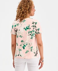 Jm Collection Women's Printed Grommet Knit V-neck Top,, Macy's Exclusive