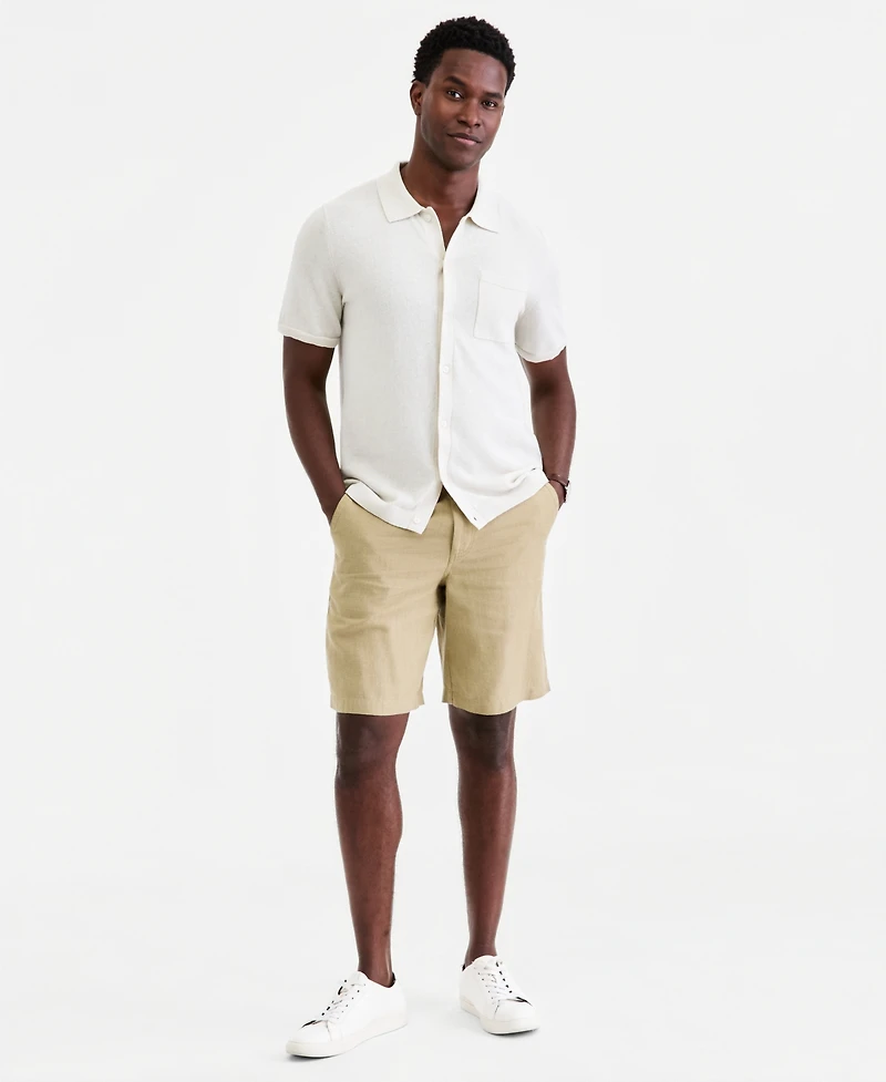 Club Room Men's Short-Sleeve Linen and Cotton Button Sweater Polo Shirt, Macy's Exclusive