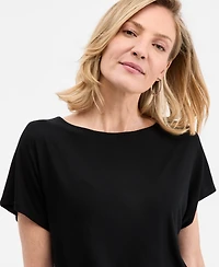 Jm Collection Women's Banded-Hem Short-Sleeve Knit Top, Macy's Exclusive