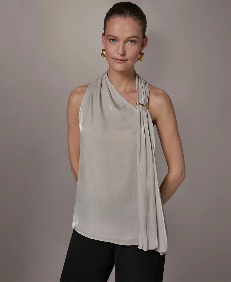 Donna Karan New York Women's Asymmetrical Halter Neck Top