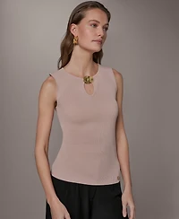 Donna Karan New York Women's Sleeveless Keyhole Sweater
