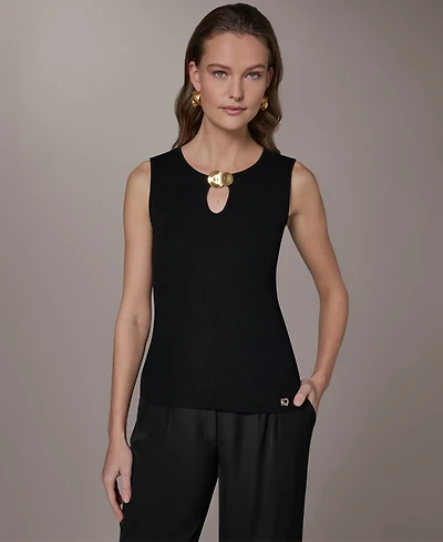Donna Karan New York Women's Sleeveless Keyhole Sweater