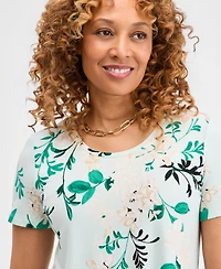 Jm Collection Women's Printed Scoop-Neck Short Sleeve Top, Macy's Exclusive