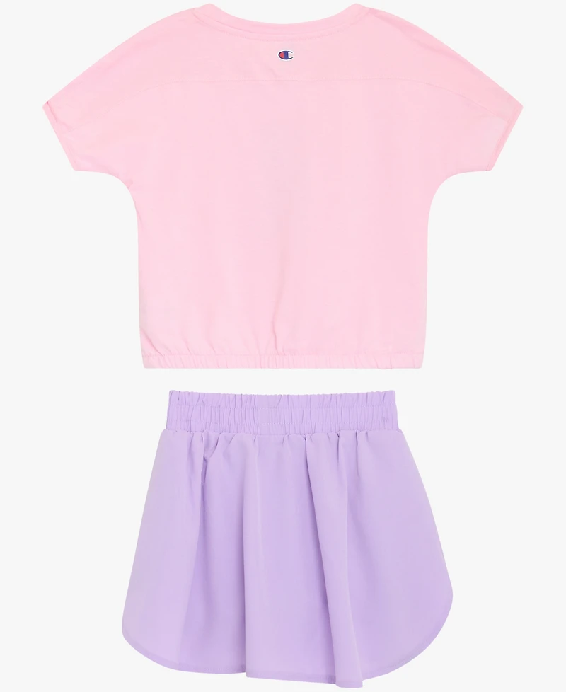 Champion Girls' 4-6X Short-Sleeve T-Shirt and Skort, 2-Piece Set