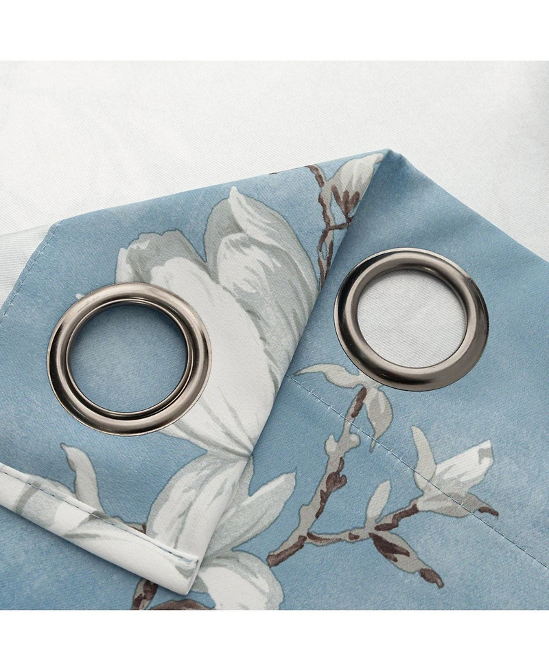 Olivia Gray 100% Polyester 200 Gsm Blossom Printed Blackout Grommet Curtain Panel 54" x 84
