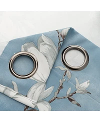 Olivia Gray 100% Polyester 200 Gsm Blossom Printed Blackout Grommet Curtain Panel 54" x 84