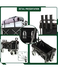 Mondawe Foldable Steel Storage Wagon Utility Carts Waterproof Fishing Cart with Rod Holders