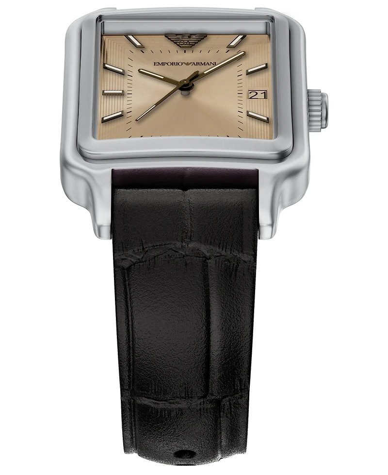 Emporio Armani Men's Quartz Three-Hand Brown Leather Watch, 36mm