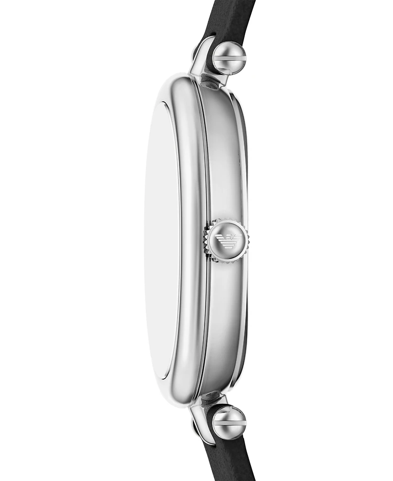 Emporio Armani Women's Quartz Two-Hand Black Leather Watch, 28mm